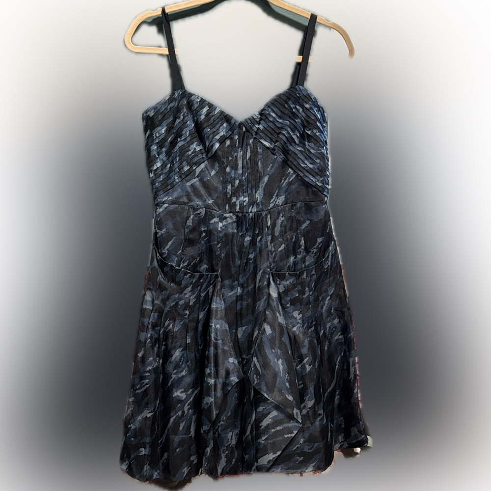 BCBGMaxAzria Silk Pleated Mini Dress